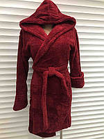 Халаты женские теплые с капюшоном халат махровый женский теплый, размер S, M, L/XL, Massimo Monelli