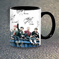 Чашка Fan Girl Группа BTS Bangtan Boys БТС Автограф (7083) 330 мл Черный DR, код: 7599531