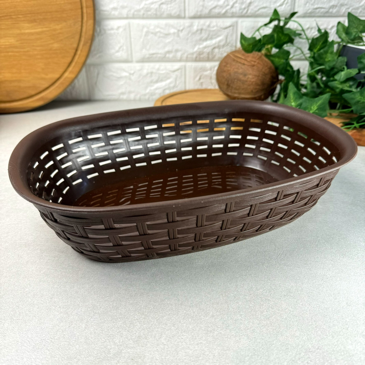 Пластиковая корзинка 2,5 л для фруктов, сухариков Алеана Коричневая (ID ...