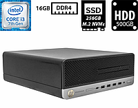 Компьютер HP ProDesk 600 G3 SFF/Intel Core i3-7100 3.90GHz/16GB DDR4/SSD 256GB M.2 NVMe+HDD 500GB/Intel HD