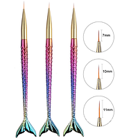 Кисті для малювання вензелів і тонких ліній на нігтях, висока якість, 3 шт (кисті для манікюру, кисті)