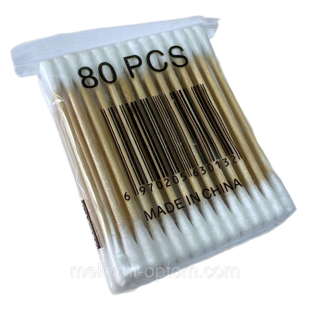 Ватні палички дерев'яні №80 палички косметичні для вух, фото 1