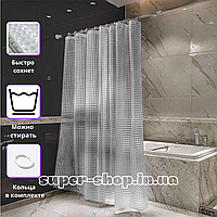 Шторка для ванной и душевой качественные силиконовые 3Д эффект 180х180 прозрачный белый