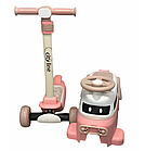Толокар- самокат 2в1 Maraton 809, з батьківською ручкою, від 1 року. Салатовий, рожевий CL809, фото 3