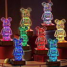 3D нічник Bearbrick Ведмедик з ефектом Феєрверк скляний RGB 8 кольорів Проєкційний світильник ведмедик, фото 7