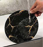 Органайзер полиця для косметики під мармур. Етажерка підставка для парфумерії Чорна із золотим, фото 6