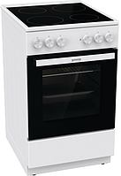 Плита електрична Gorenje GEC5A21WG-B, White, варильна поверхня з духовкою, поворотні перемикачі, 4 електричні конфорки, об'єм