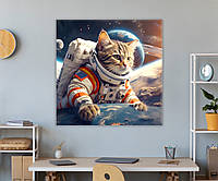 Стильная  квадратна картина для дитячої кімнати  Кіт - космонавт