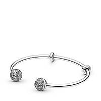 Серебряный браслет-бэнгл Pandora Moments открытый 596438CZ 19 BX, код: 7927134