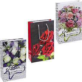 Пакет кольоровий середній «Квітковий мікс» 27×16×7 см