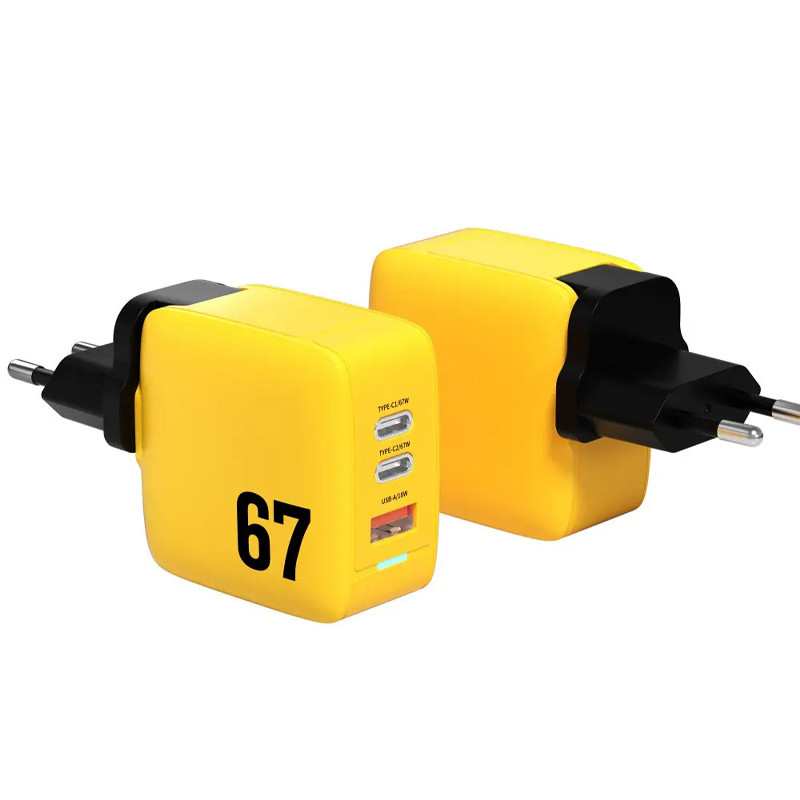 Зарядний пристрій Veron GaN 67W Fast Charge PD+QC 2xUSB-C + USB-A Yellow