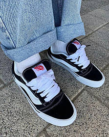 Кеди Vans Skool KNU Black White Ванс Кну дуті чорно-білі низькі, модель унісекс, замша текстиль, демісезон