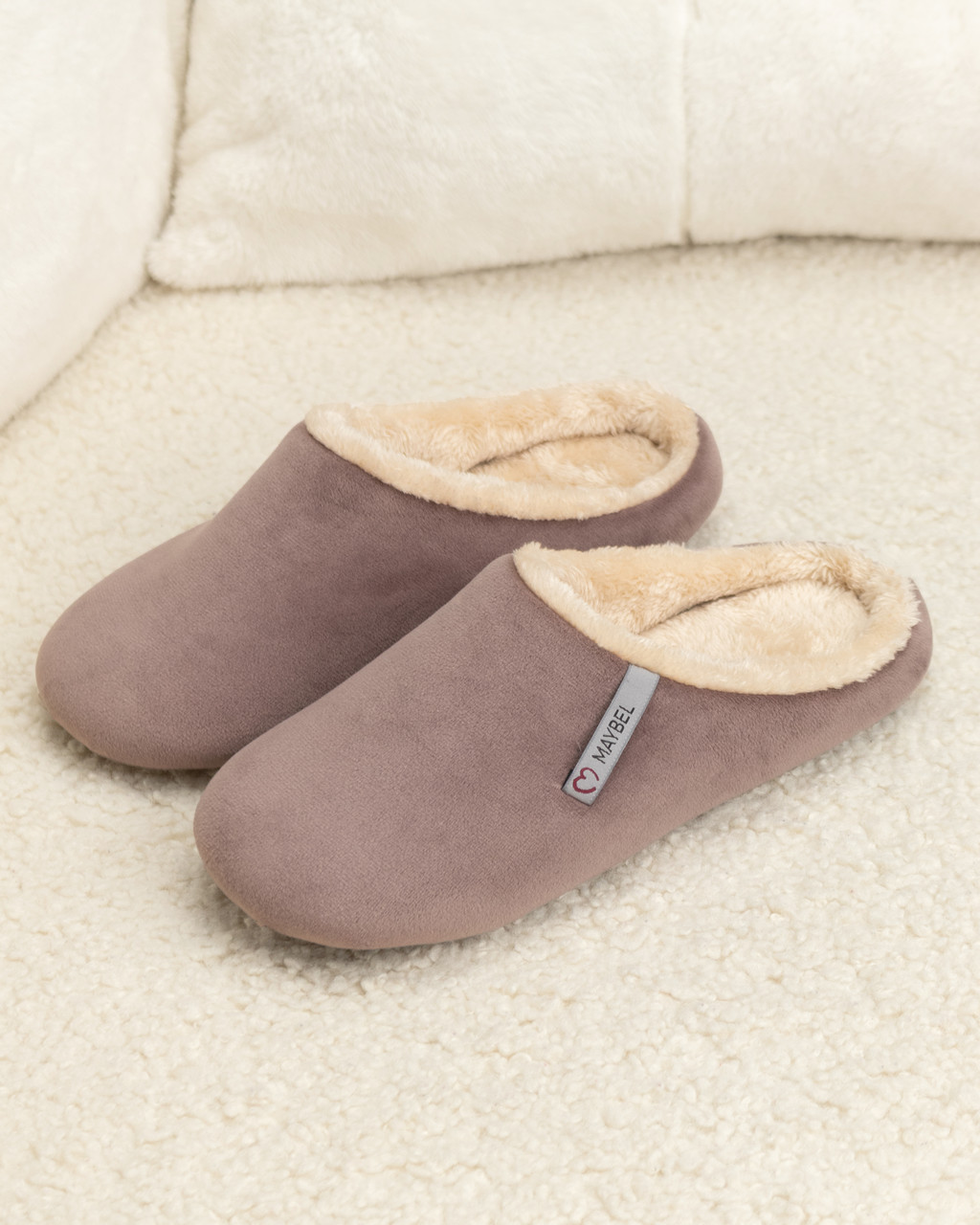 Капці домашні велюрові утеплені закриті Мокко/Капучино, фото 1