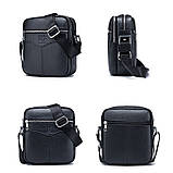 Чоловіча сумка через плече Натуральня шкіра Барсетка Чоловіча шкіряна сумка для документів планшет Чорний, фото 4