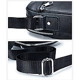 Чоловіча сумка через плече Натуральня шкіра Барсетка Чоловіча шкіряна сумка для документів планшет Чорний, фото 8