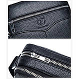 Чоловіча сумка через плече Натуральня шкіра Барсетка Чоловіча шкіряна сумка для документів планшет Чорний, фото 6