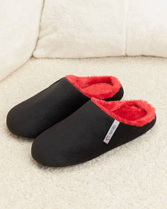 Капці домашні велюрові утеплені закриті Чорний/Червоний