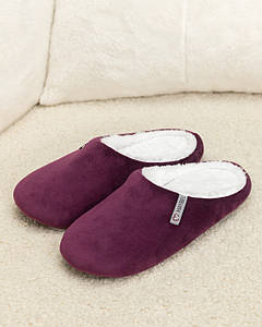 Капці домашні велюрові утеплені закриті Бордовий/Білий