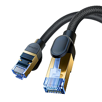 Сетевой кабель для интернета патч-корд BASEUS Cat7 High Speed 10Gigabit Ethernet Braided Cable 8m (черный)