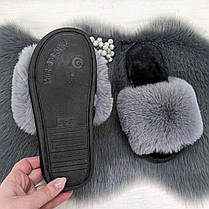 Тапочки хутряні жіночі сірі з чорною устілкою 2426_7, фото 5
