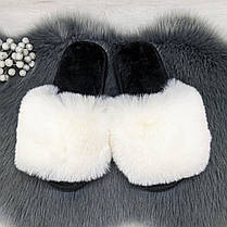 Тапочки хутряні жіночі білі з чорною устілкою 2426_7, фото 3