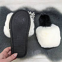 Тапочки хутряні жіночі білі з чорною устілкою 2426_7, фото 4