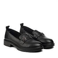Туфли-лоферы женские кожаные черные на низком ходу Meegocomfort 36 38