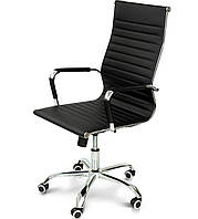 Компьютерное офисное кресло Нетворк с высокой спинкой для посетителей экокожа цвет черный ТМ Микс Мебель