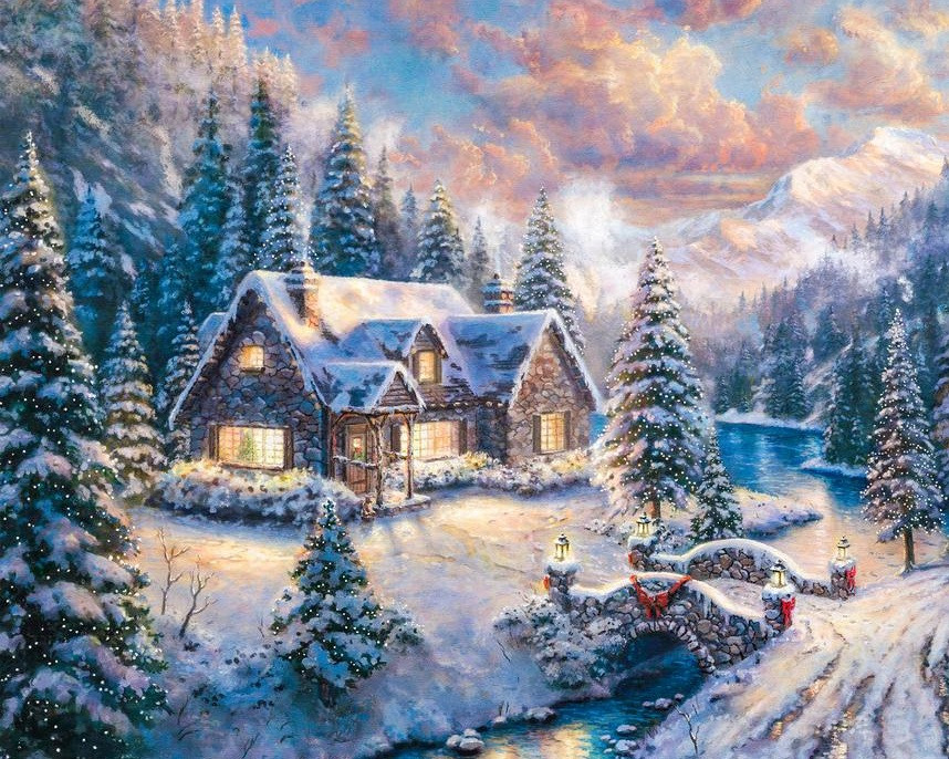 Алмазна мозаїка Зимова казка My-Art TN1243 (40 x 50 см) на підрамнику, фото 1
