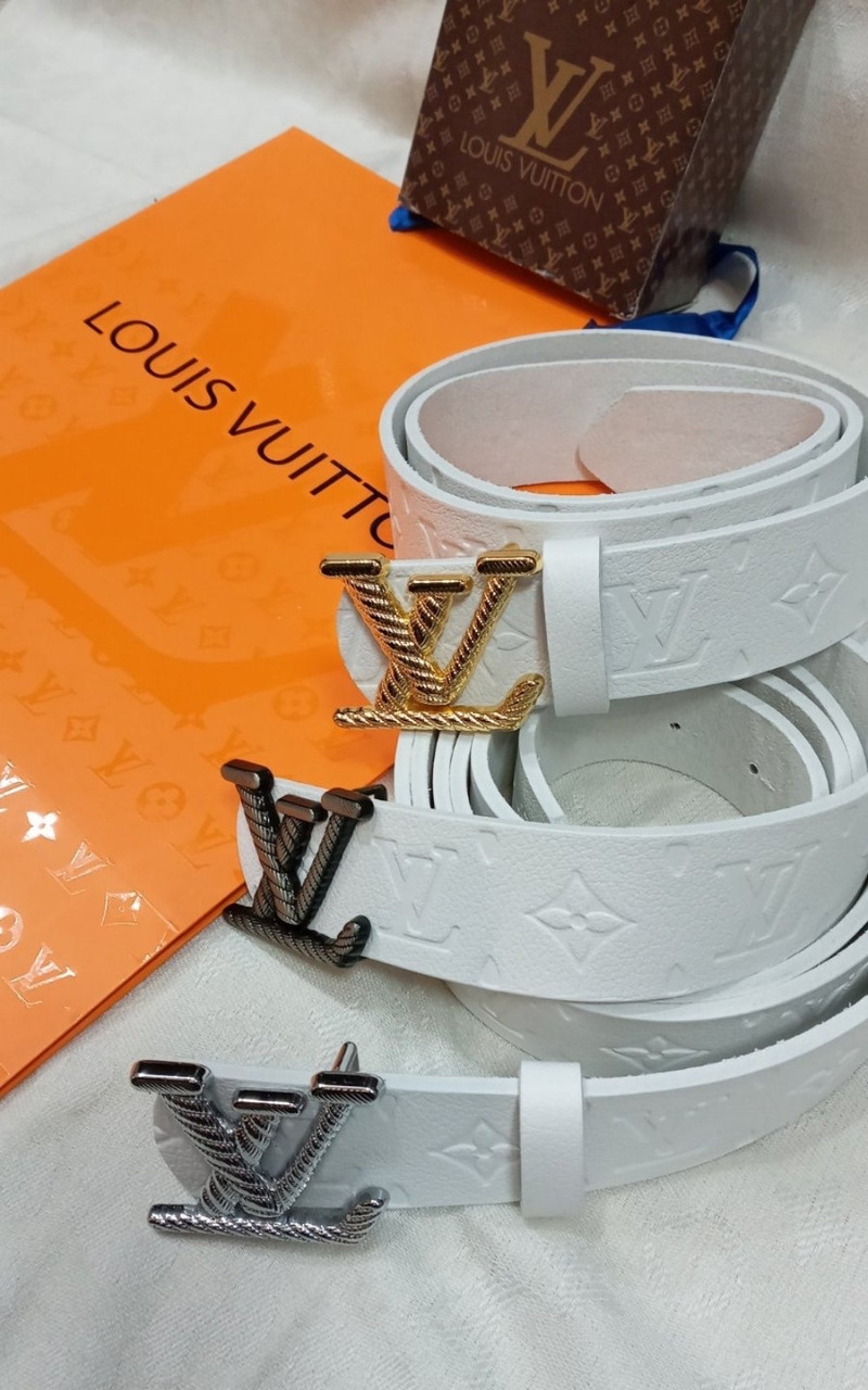 Ремінь шкіряний Louis Vuitton Луї витон, білий