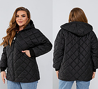 Черная женская стеганая куртка большого размера