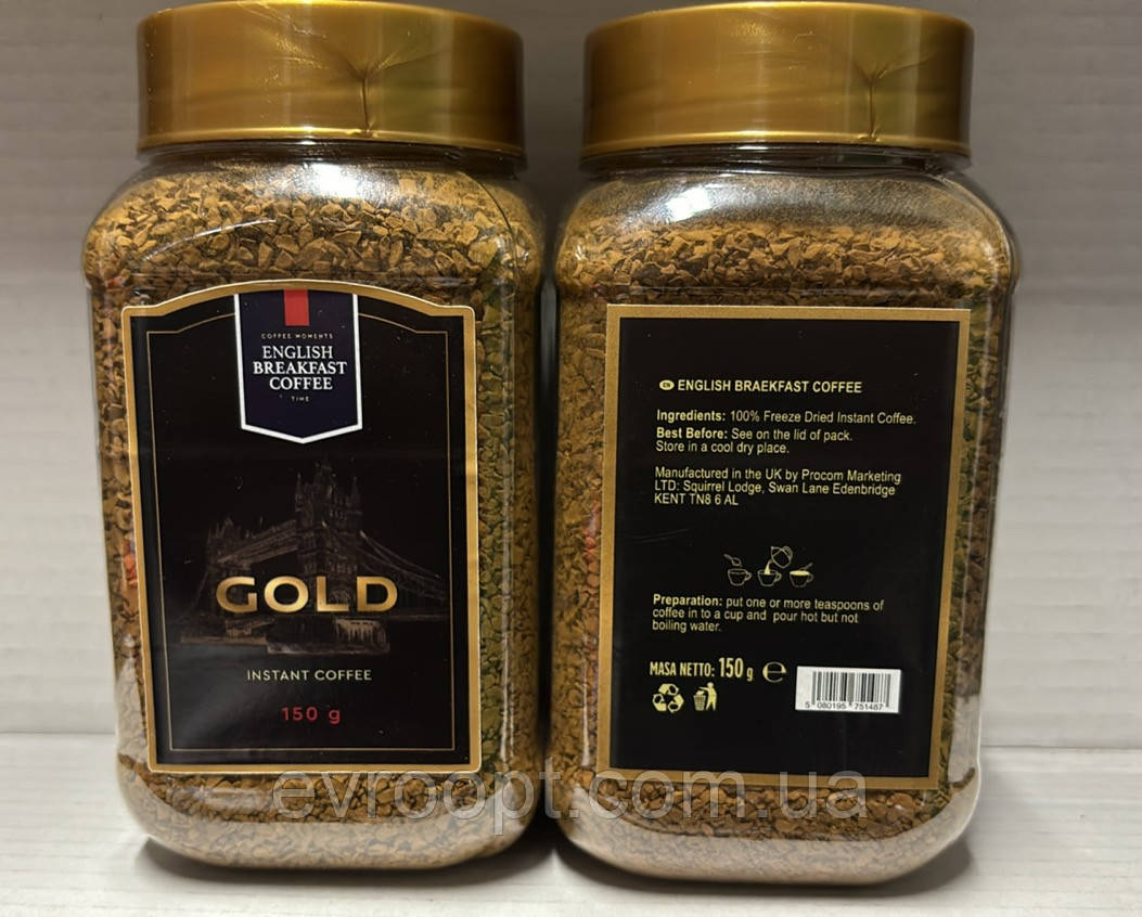 Кава розчинна English Breakfast Gold пластик 150 г, фото 1