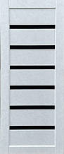 Міжкімнатні двері KDF LIBERTI Бристоль чорне скло ПВХ Бетон Білий (600)