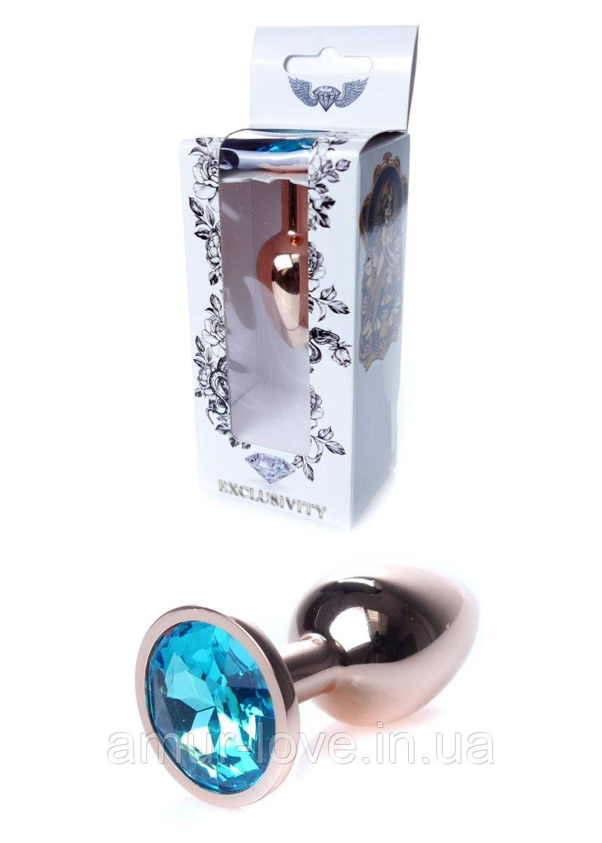 Анальна пробка Jewellery Red Gold Plug Light Blue