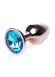 Анальна пробка Jewellery Red Gold Plug Light Blue, фото 2