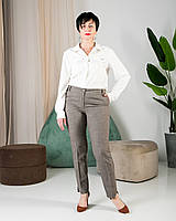 Женские укороченные брюки Анель беж, деловые брюки из костюмной ткани Тиар