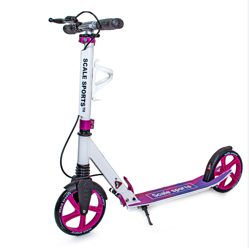 Міський двоколісний самокат "SCALE SPORTS SS-08 1305676201" з ручним торозом і LED-ліхтариком (біло-рожевий)