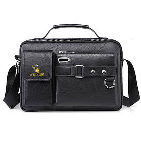 Чоловіча сумка через плече Weixier Барсетка Чоловіча сумка для документів Чорна