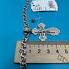 Комплект з чорнінням фігурний православний хрестик та ланцюжок плетіння бісмарк 925 проби, фото 6