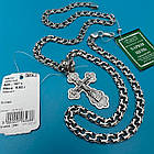 Комплект з чорнінням фігурний православний хрестик та ланцюжок плетіння бісмарк 925 проби, фото 4