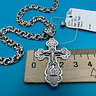 Комплект з чорнінням фігурний православний хрестик та ланцюжок плетіння бісмарк 925 проби, фото 7