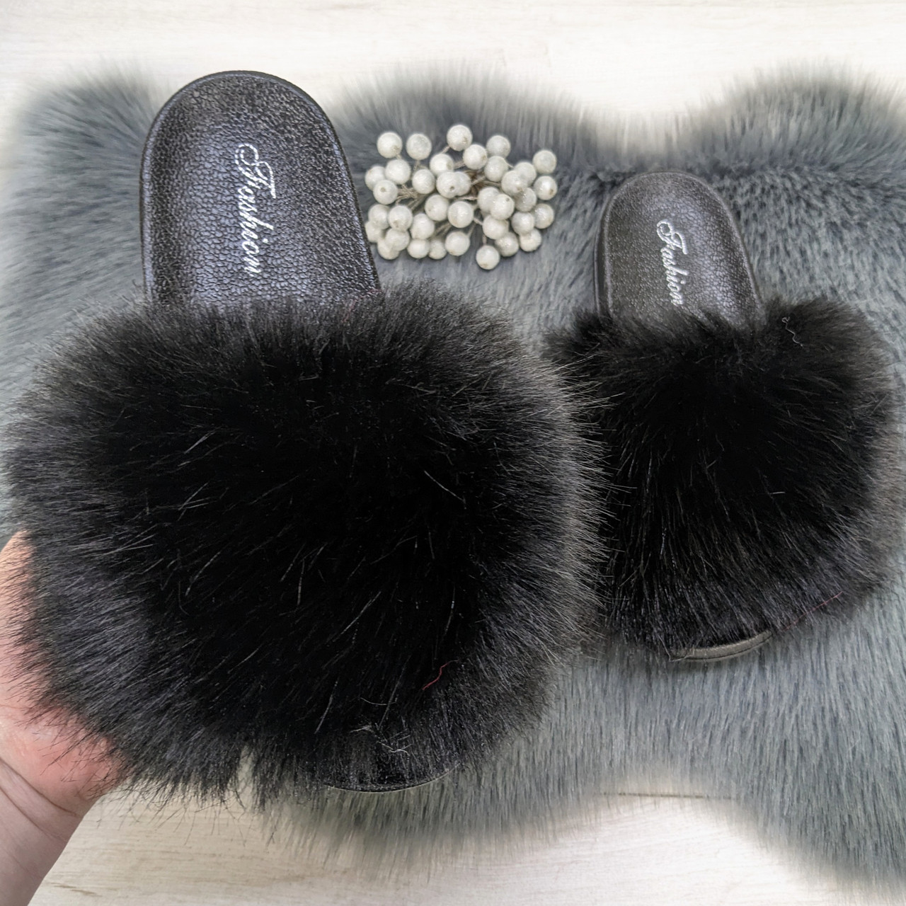 Шльопанці жіночі хутряні чорні 2764_3