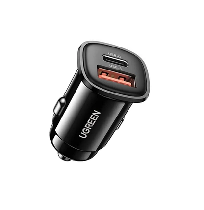 Зарядний пристрій в прикурювач UGREEN 30W USB TypeC QC3.0/QC2.0, фото 1
