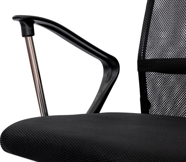 Офісне крісло Свіфт чорне з сітчастою спинкою Комп'ютерне крісло Свіфт чорне з сітчастою спинкою та підлокітниками на хромованому каркасі