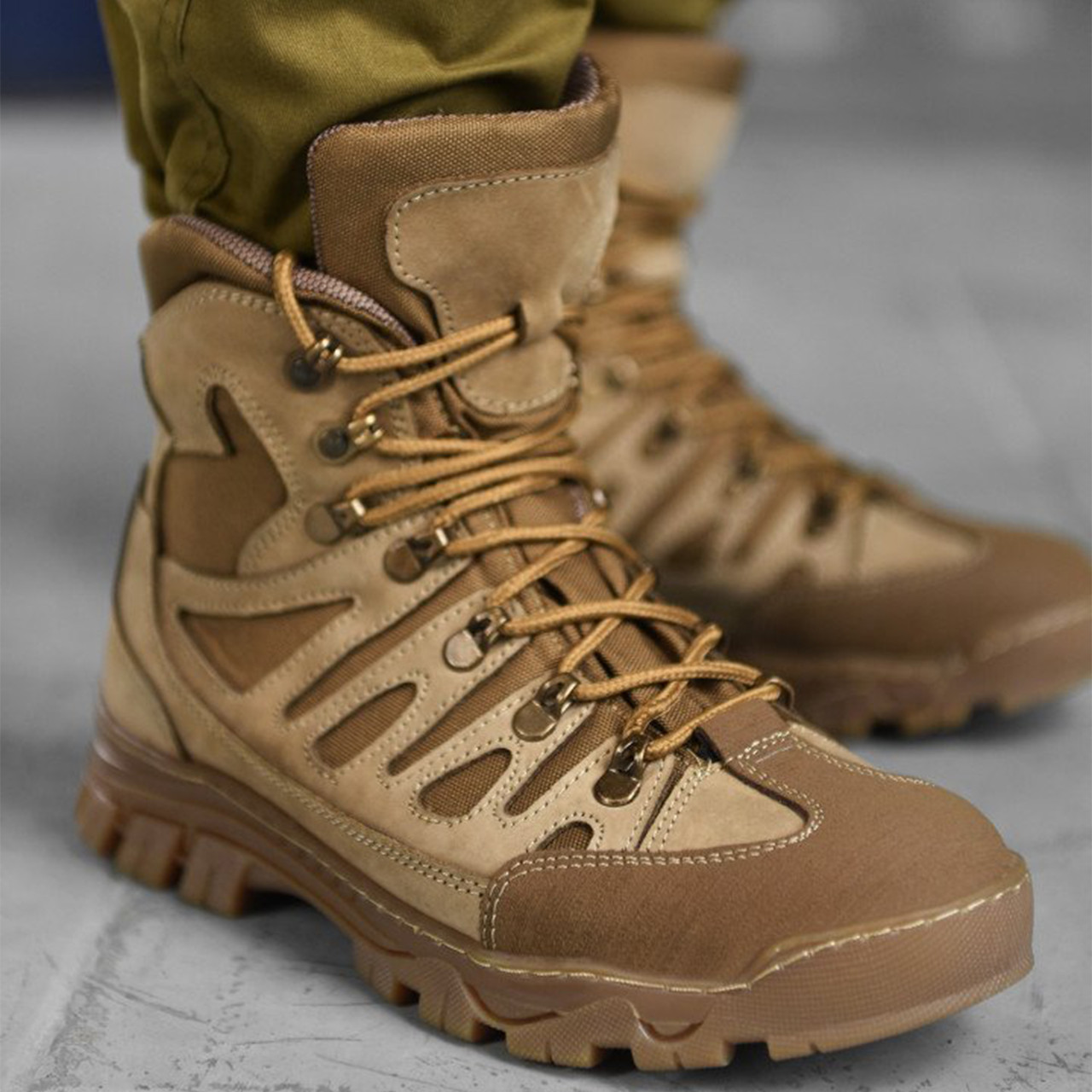 Тактичні демісезонні берци Койот/ Армійські берци з натуральної шкіри/ Весняно-літні чоловічі черевики для військових
