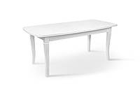 Большой белый классический раскладной кухонный обеденный стол из массива дерева в гостиную 180*90см Квартет