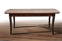 Большой классический раскладной кухонный обеденный стол из массива дерева в гостиную 180*90см Квартет темный орех
