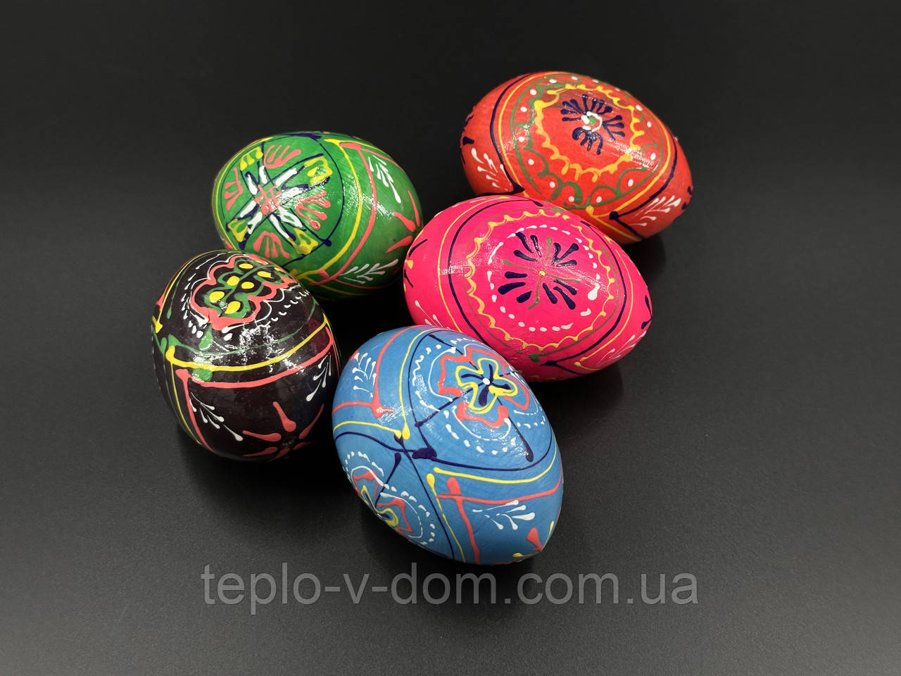 Великодні дерев'яні яйця кольоровий. 5 шт. 66 мм