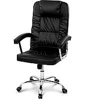 Компьютерное кресло черное Фокус для кабинета руководителя и сотрудников офиса с подлокотниками ТМ Микс Мебель