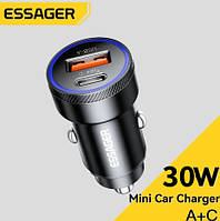 Автомобільний зарядний пристрій USB і Type C 30 Вт Essager в прикурювач